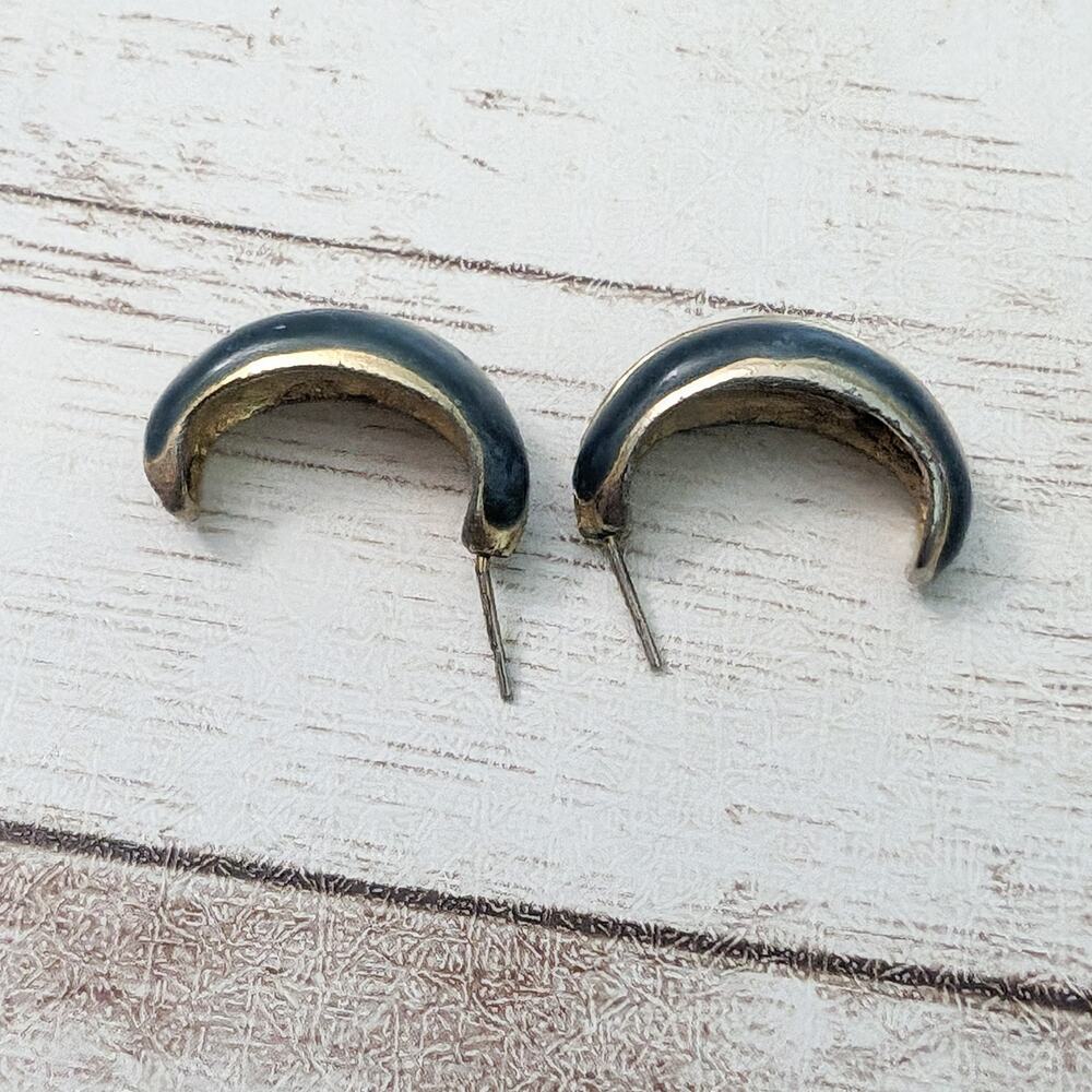 Vintage Earrings For Pierced Ears Dark Teal - Repair Needed - Picture 5 of 6